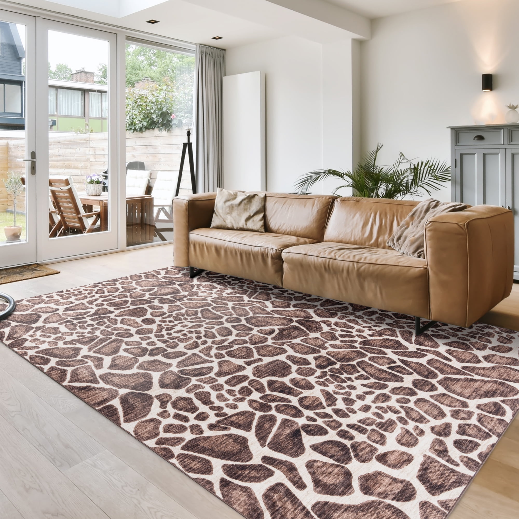 Crystal Print Gavin Modern Animal Print Garaffe Area Rug, 5x7