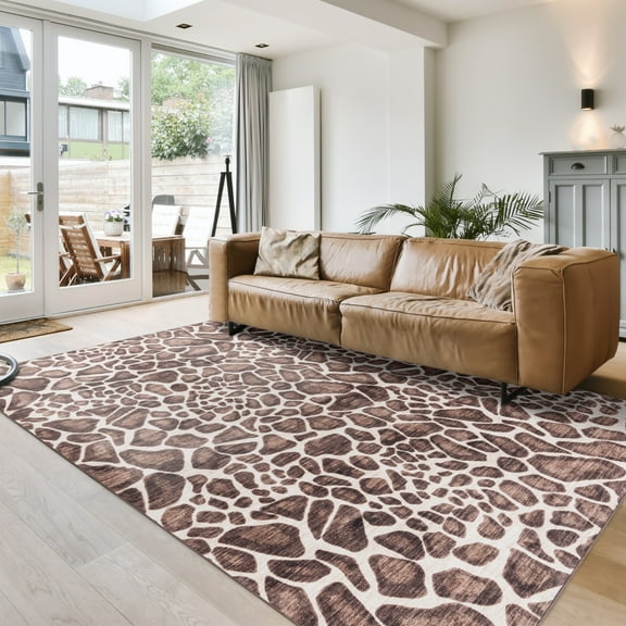 Crystal Print Gavin Modern Animal Print Garaffe Area Rug, 8x10