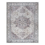 Crystal Print Soha Traditional Moroccan Gray Washable Indoor Area Rug, 6x9