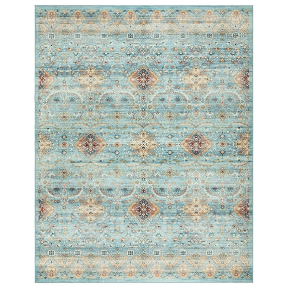 Crystal Print Tanis Traditional Moroccan Sage Washable Indoor Area Rug, 6x9