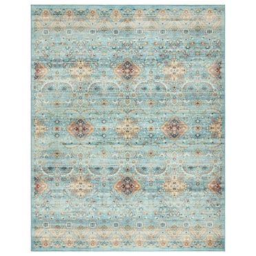 Crystal Print Tanis Traditional Moroccan Sage Washable Indoor Area Rug, 8x10