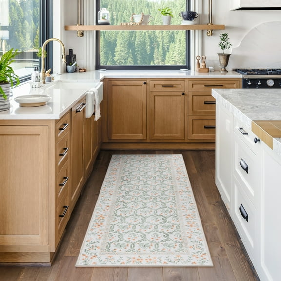 Crystal Print Vela Transitional Floral Ivory Area Rug, 2x6