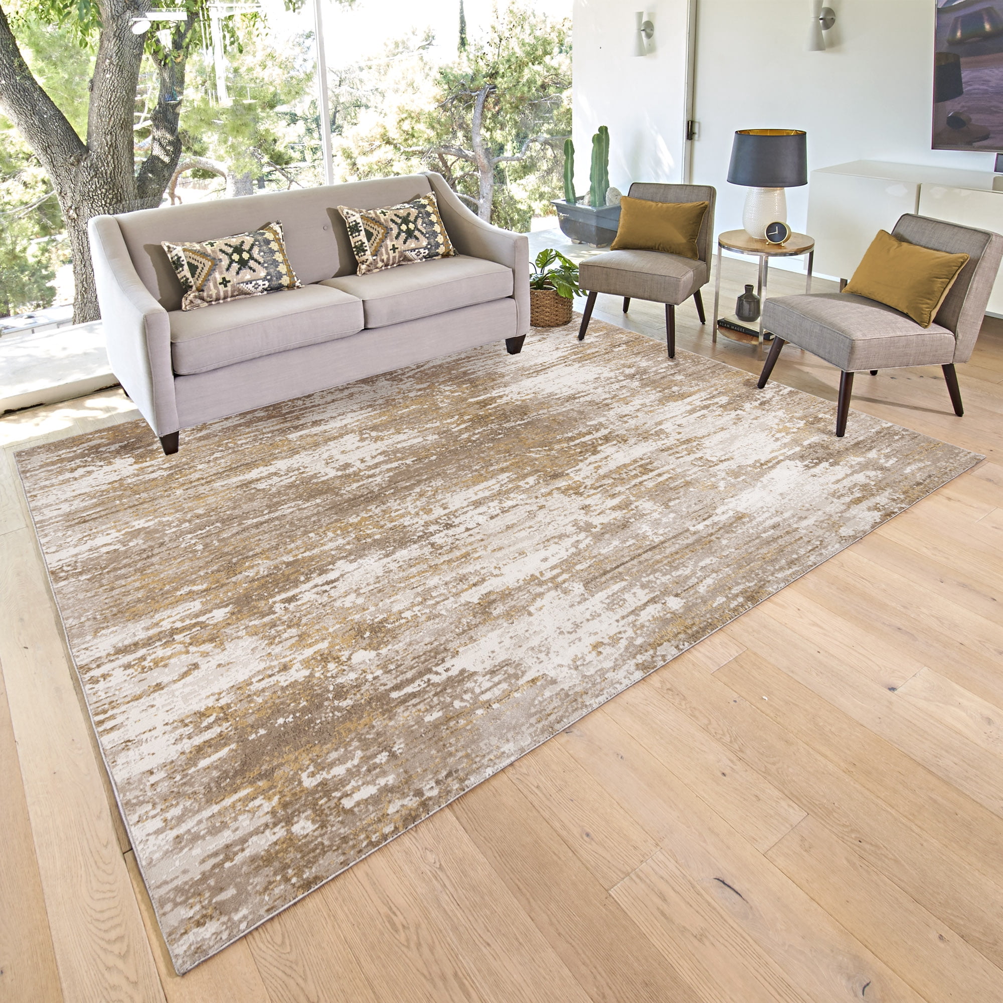 Gertmenian Eden Russo Polyester Beige Non-Slip Abstract Indoor Area Rug, 8x10