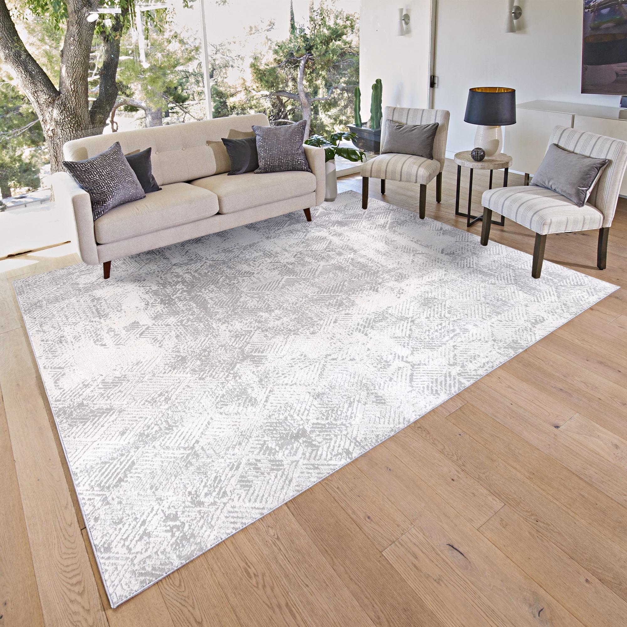 Gertmenian Eden Zac Polyester Gray Non-Slip Abstract Indoor Area Rug, 8x10
