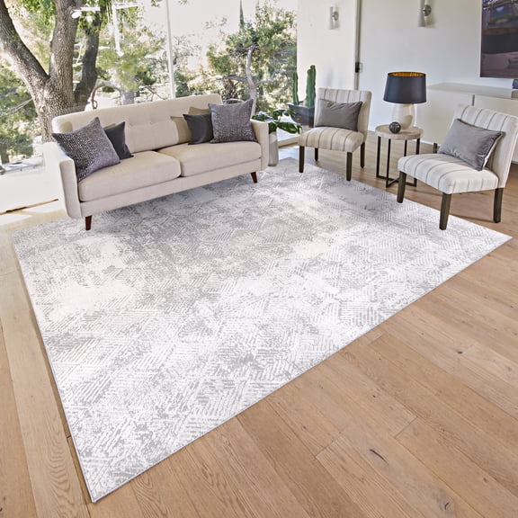 Gertmenian Eden Zac Polyester Gray Non-Slip Abstract Indoor Area Rug, 5x7