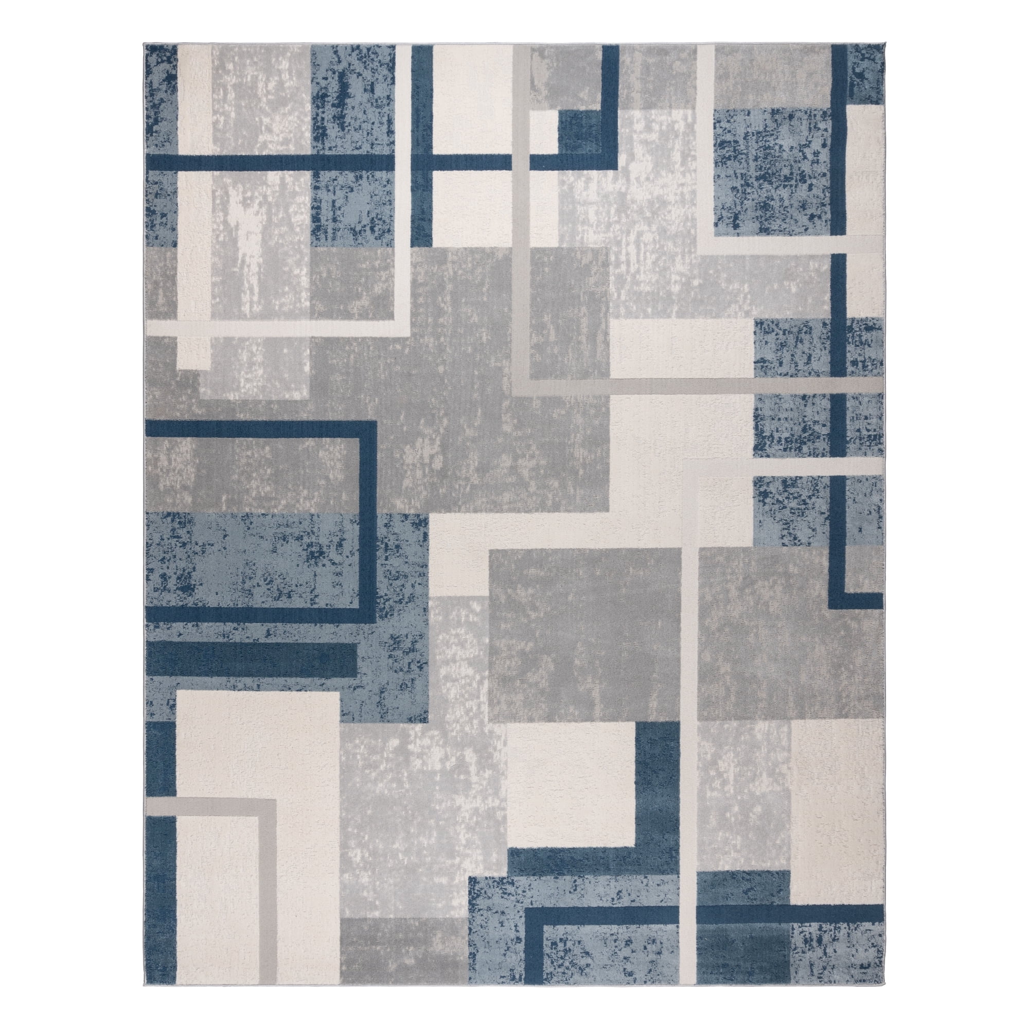 Ethan Blue and Gray Abstract Geometric 5' x 7' Area Rug