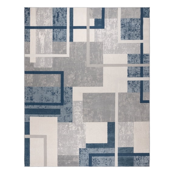Gertmenian Ethan Abstract Geo Modern Geometric Blue Indoor Area Rug, 9x13