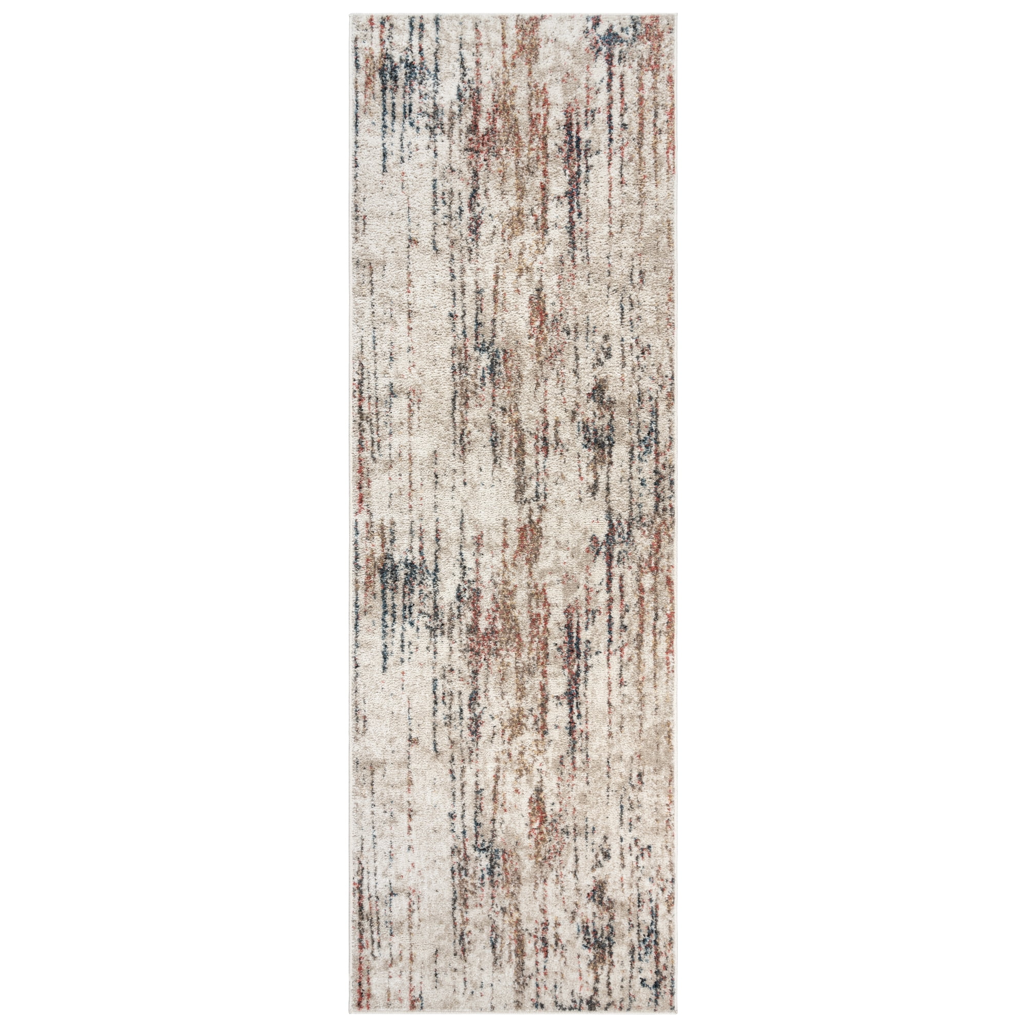 Ivory and Multicolor Tufted Polypropylene Runner Rug