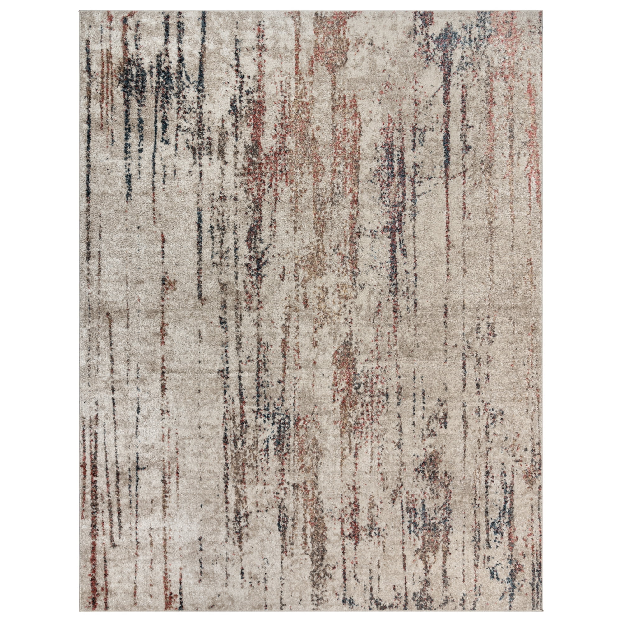 Ivory and Multicolor Tufted Synthetic Area Rug 8'9" x 13'