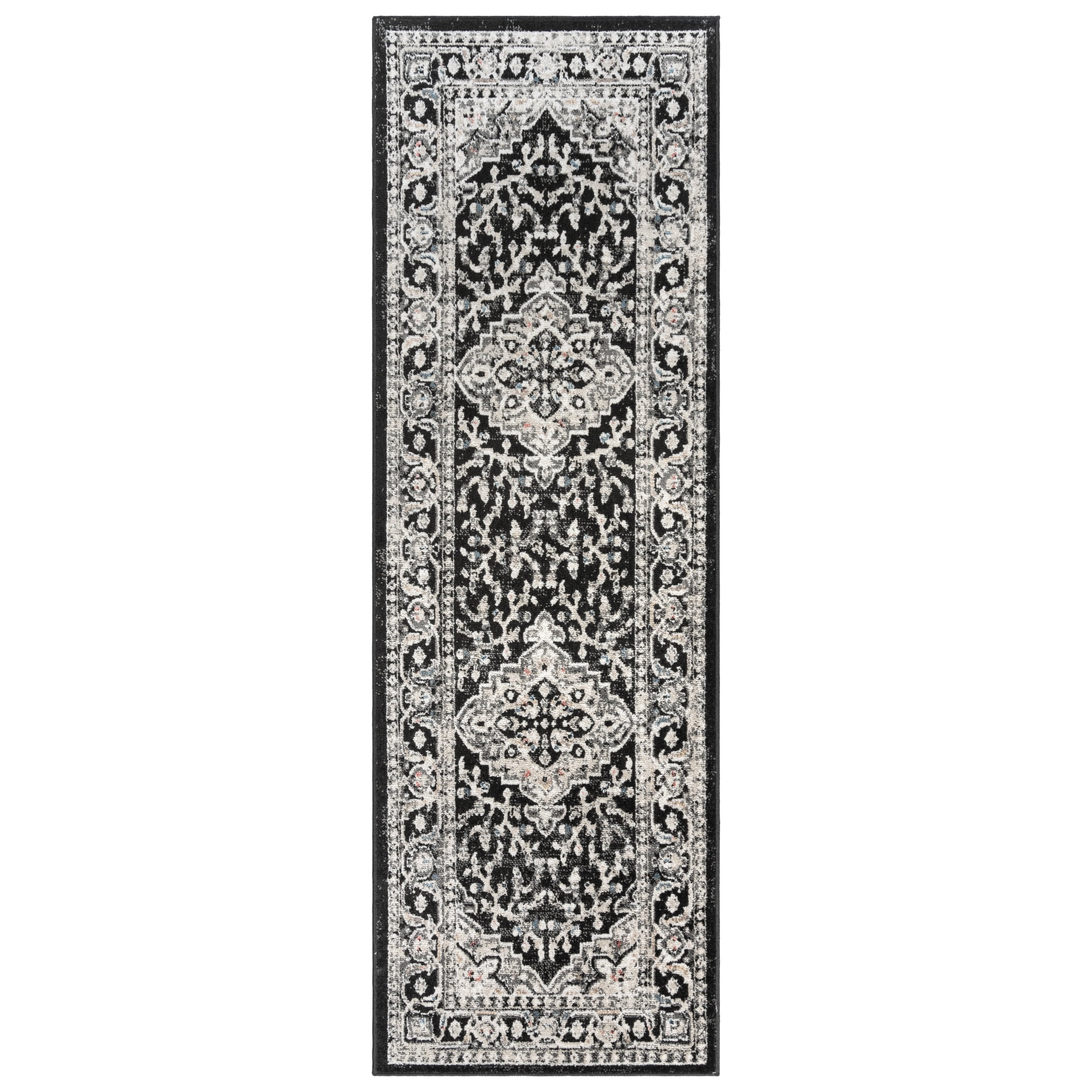 Black and Beige Tufted Polypropylene Runner Rug 2'2" x 6'