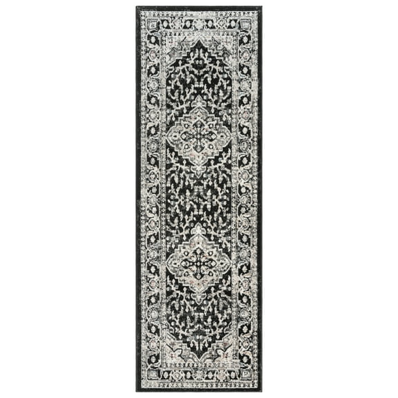 Gertmenian Heirloom Fluer Traditional Oriental Black Indoor Area Rug, 2x6 Runner