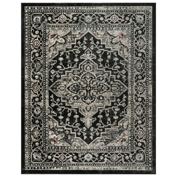 Gertmenian Heirloom Fluer Traditional Oriental Black Indoor Area Rug, 9x13