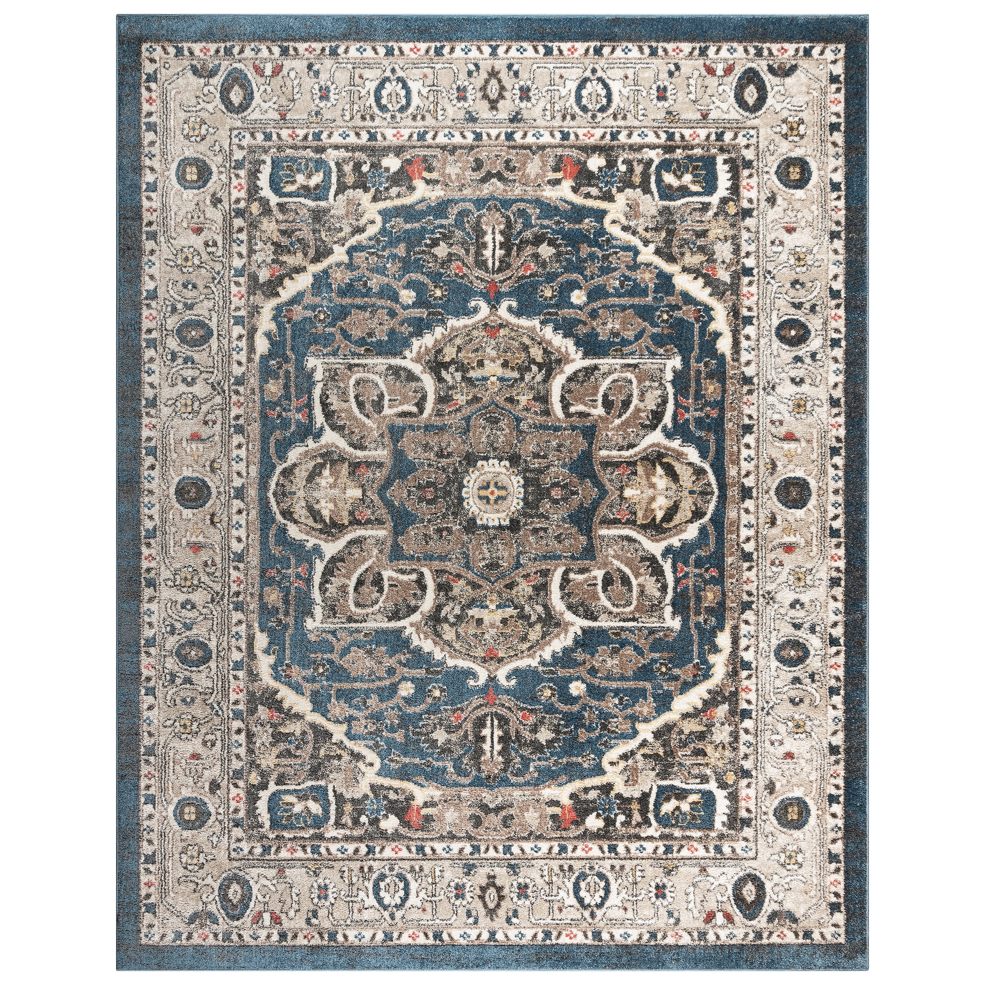 Heirloom Blue and Beige Tufted Rectangular Area Rug