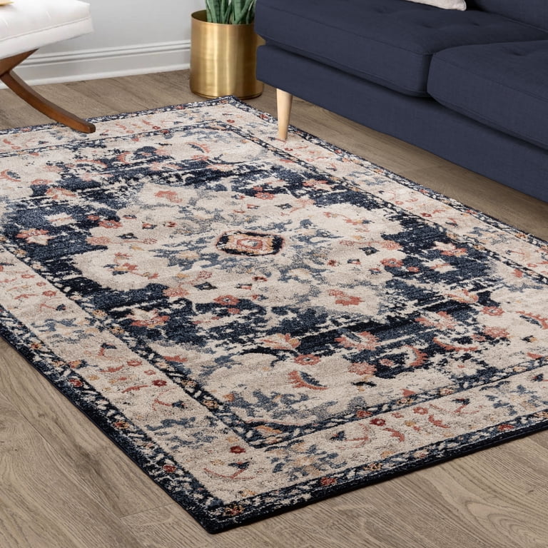 Gertmenian Imani Brielle Traditional Oriental Plush Navy Blue