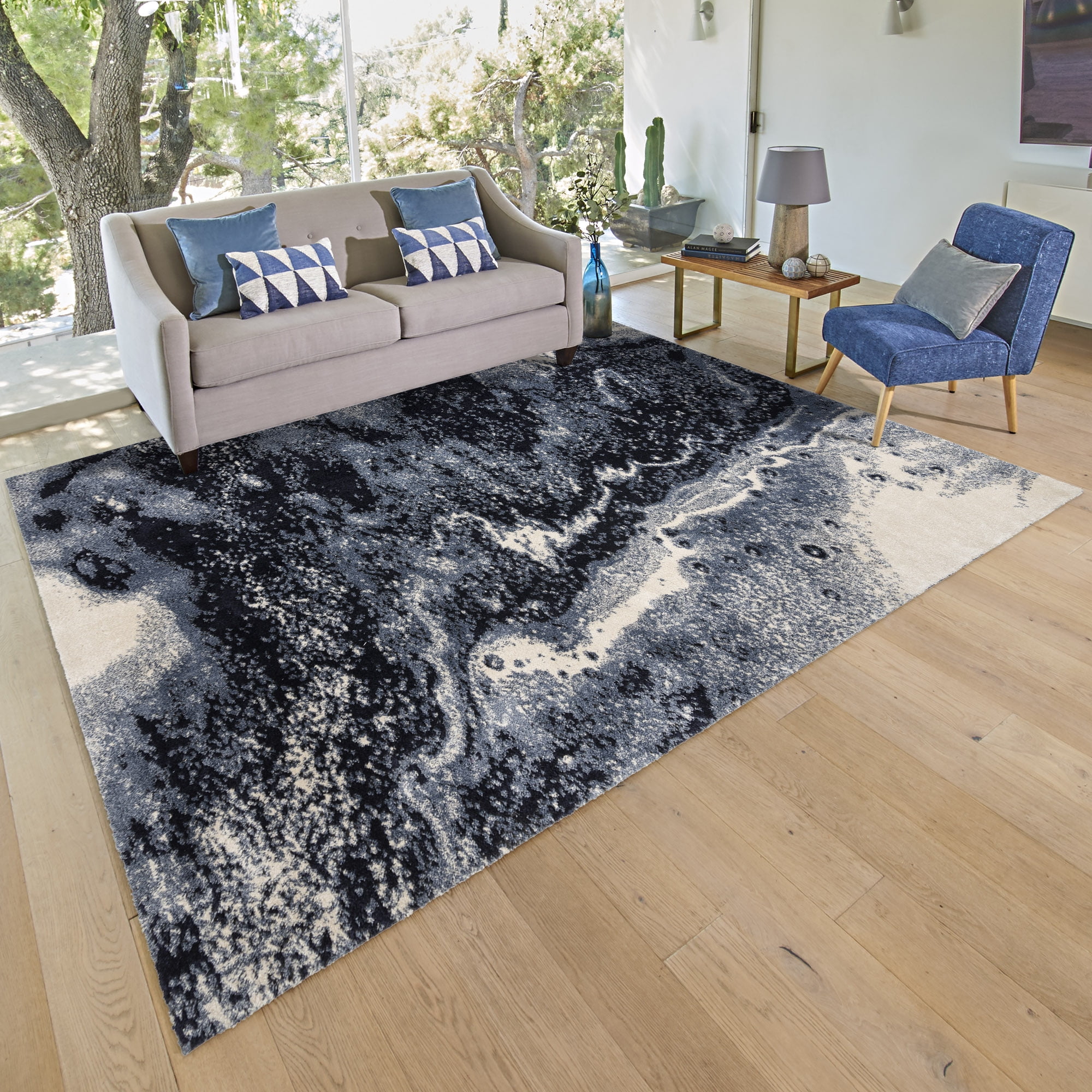 Gertmenian Imani Zuri Shag Abstract Blue Area Rug, 9x13