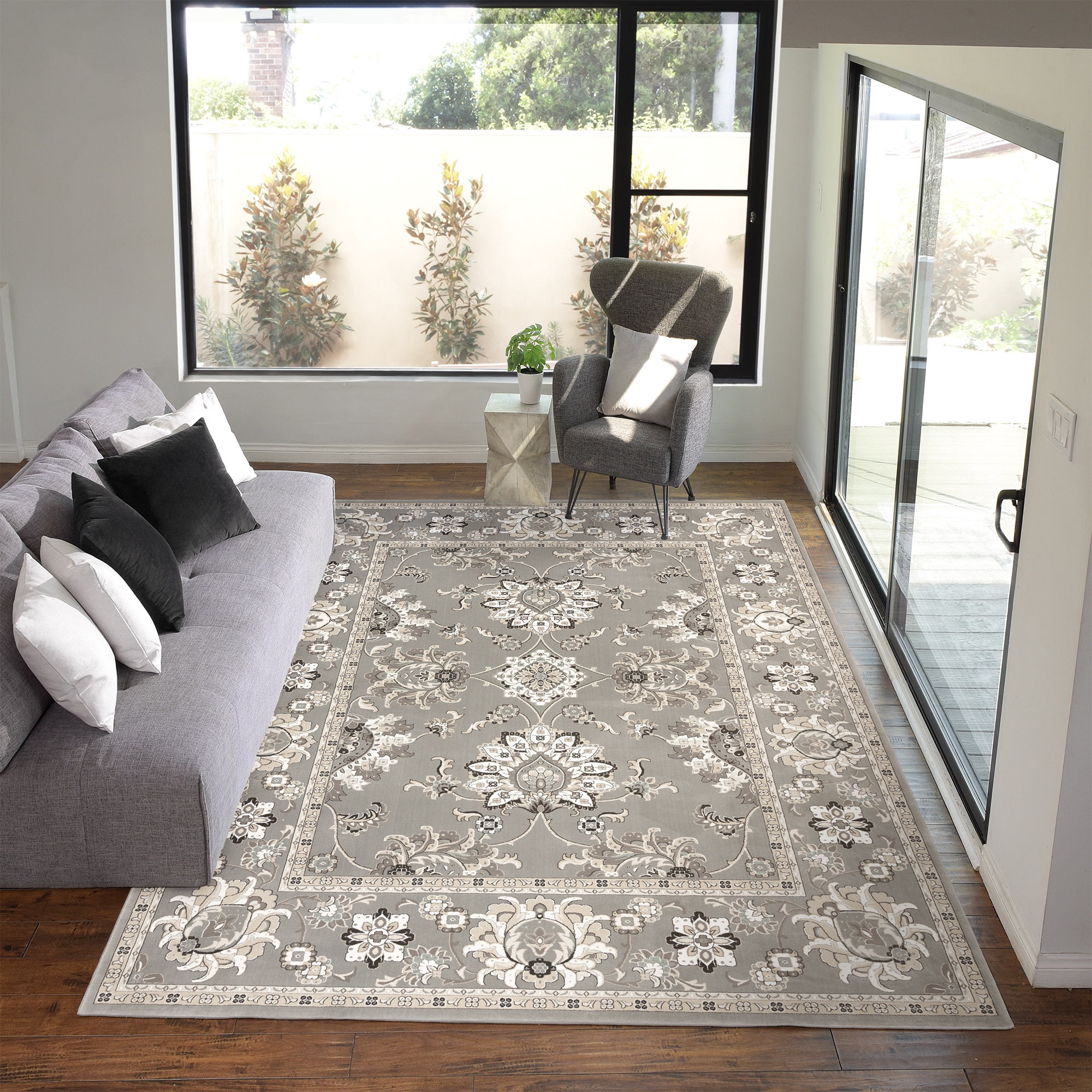 Gertmenian Majestic Moena Traditional Border Medallion Oriental Gray