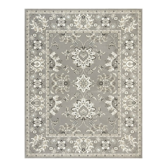 Gertmenian Majestic Moena Traditional Border Medallion Oriental Gray Indoor Area Rug, 5x8