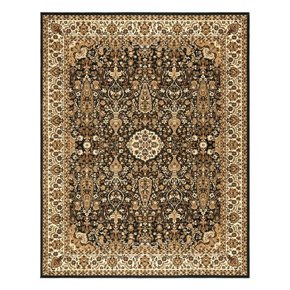 Gertmenian Majestic Vernon Traditional Border Medallion Floral Black Indoor Area Rug, 6x9