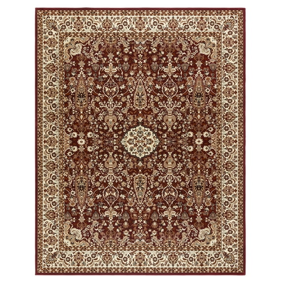 Gertmenian Majestic Vernon Traditional Border Medallion Floral Red Indoor Area Rug, 5x8