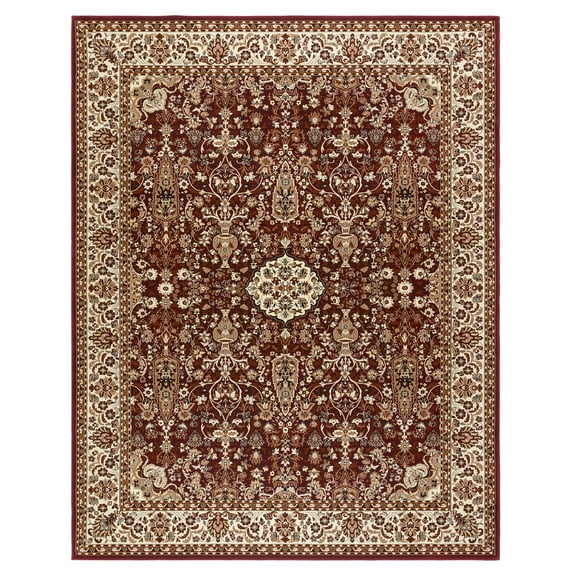 Gertmenian Majestic Vernon Traditional Border Medallion Floral Red Indoor Area Rug, 8x10