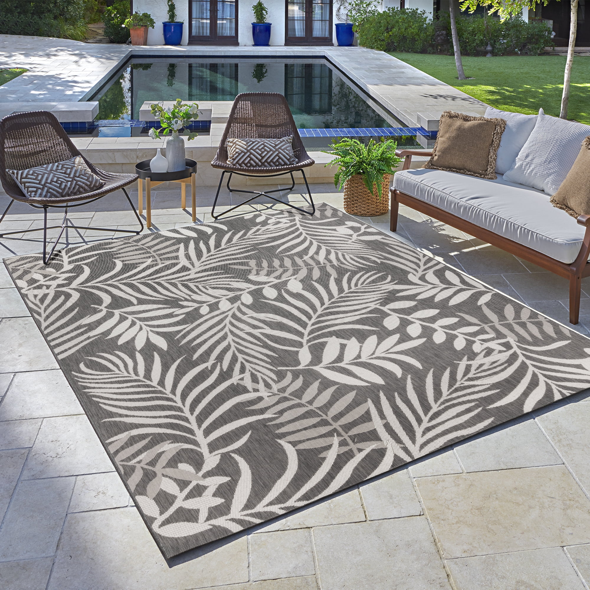 Ash Gray & White Synthetic 6' x 9' Reversible Flatweave Area Rug