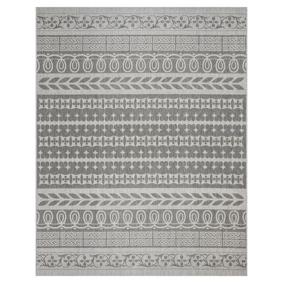 Gertmenian Paseo Burke Stripe Bohemian Striped Ash/ Steel Area Rug, 5x8