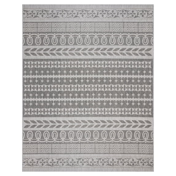 Gertmenian Paseo Burke Stripe Bohemian Striped Ash/ Steel Area Rug, 6x9