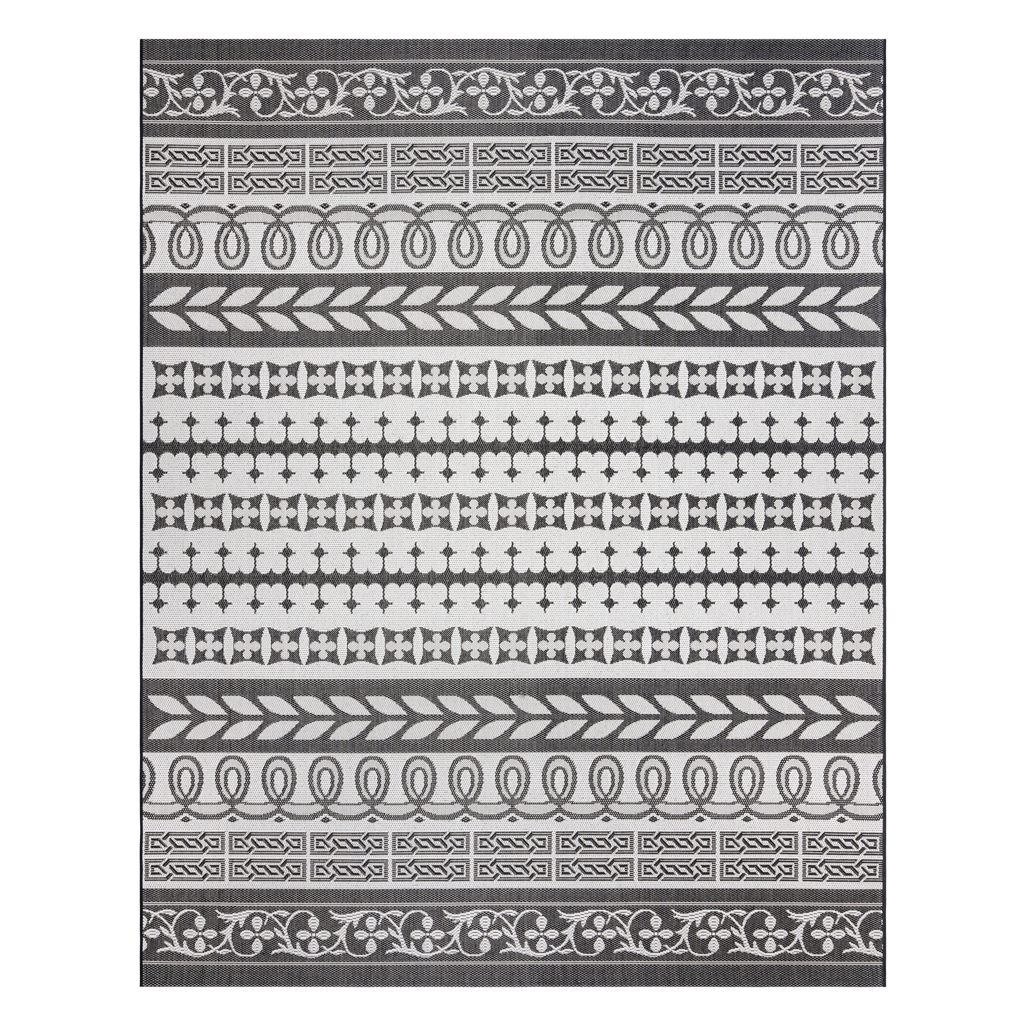 Gertmenian Paseo Burke Stripe Bohemian Striped Black/ White Area Rug, 9x13