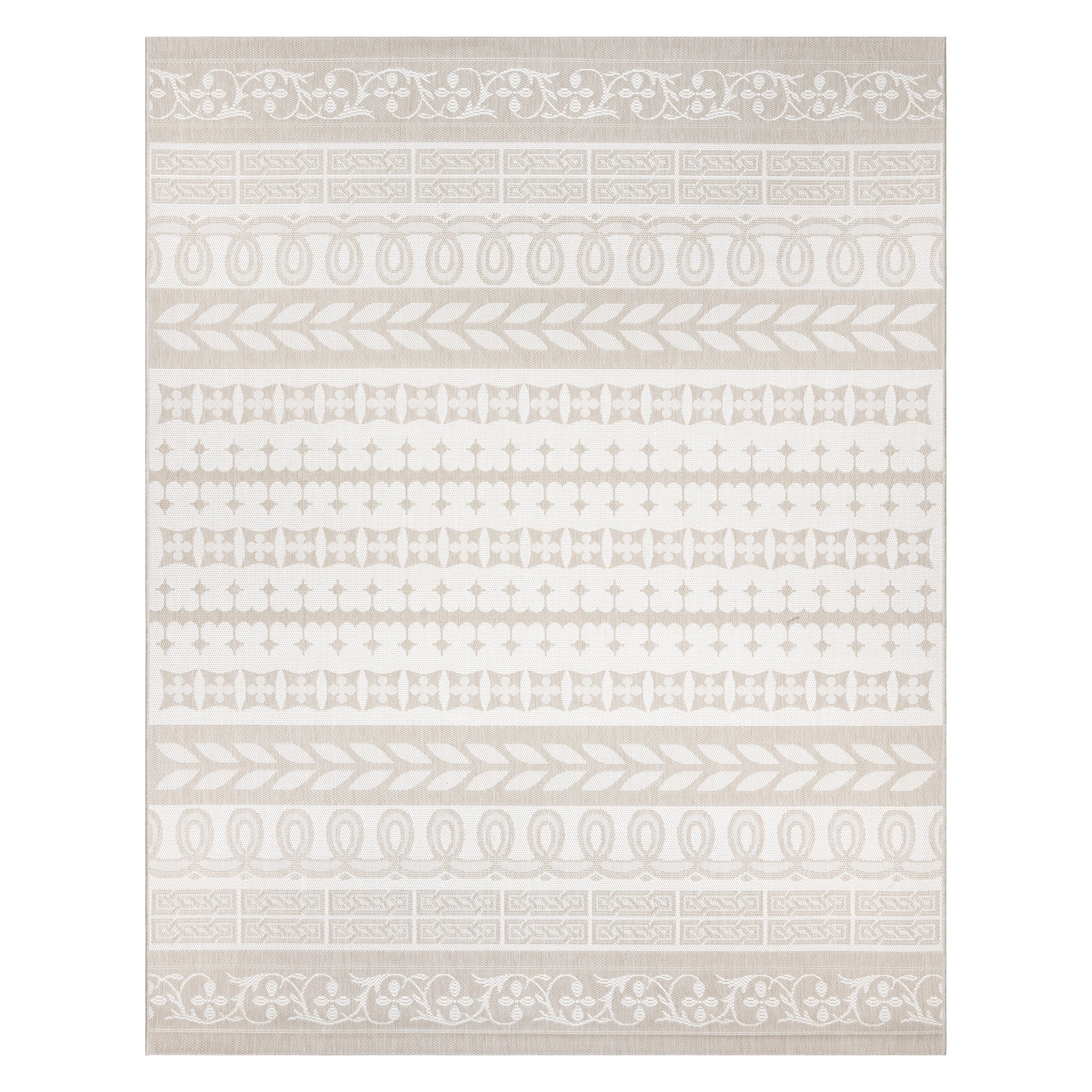 Gertmenian Paseo Burke Stripe Bohemian Striped Cream/Beige Outdoor Area Rug, 6x9
