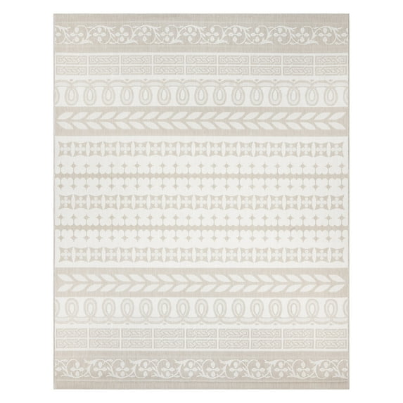 Gertmenian Paseo Burke Stripe Bohemian Striped Cream/Beige Outdoor Area Rug, 6x9
