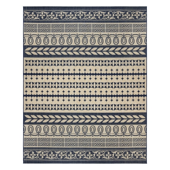 Gertmenian Paseo Burke Stripe Bohemian Striped Sand/ Navy Area Rug, 5x8