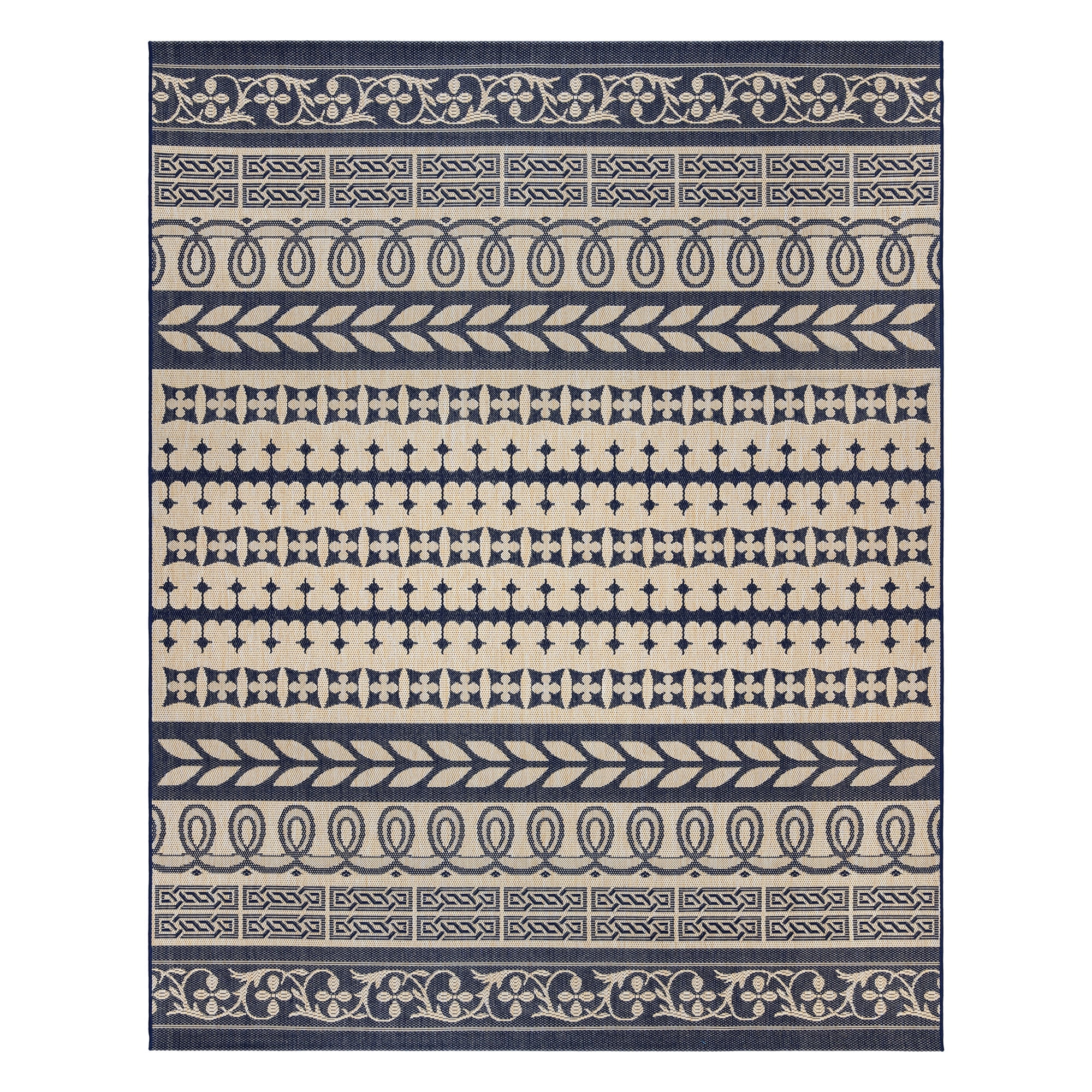 Gertmenian Paseo Burke Stripe Bohemian Striped Sand/ Navy Area Rug, 6x9