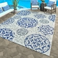 thumbnail image 1 of Gertmenian Paseo Emilia Transitional Damask Grain and Blue Outdoor Area Rug, 8x10, 1 of 7