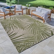 Gertmenian Paseo Paume Coastal Floral Palm and Sand Outdoor Area Rug, 8x10