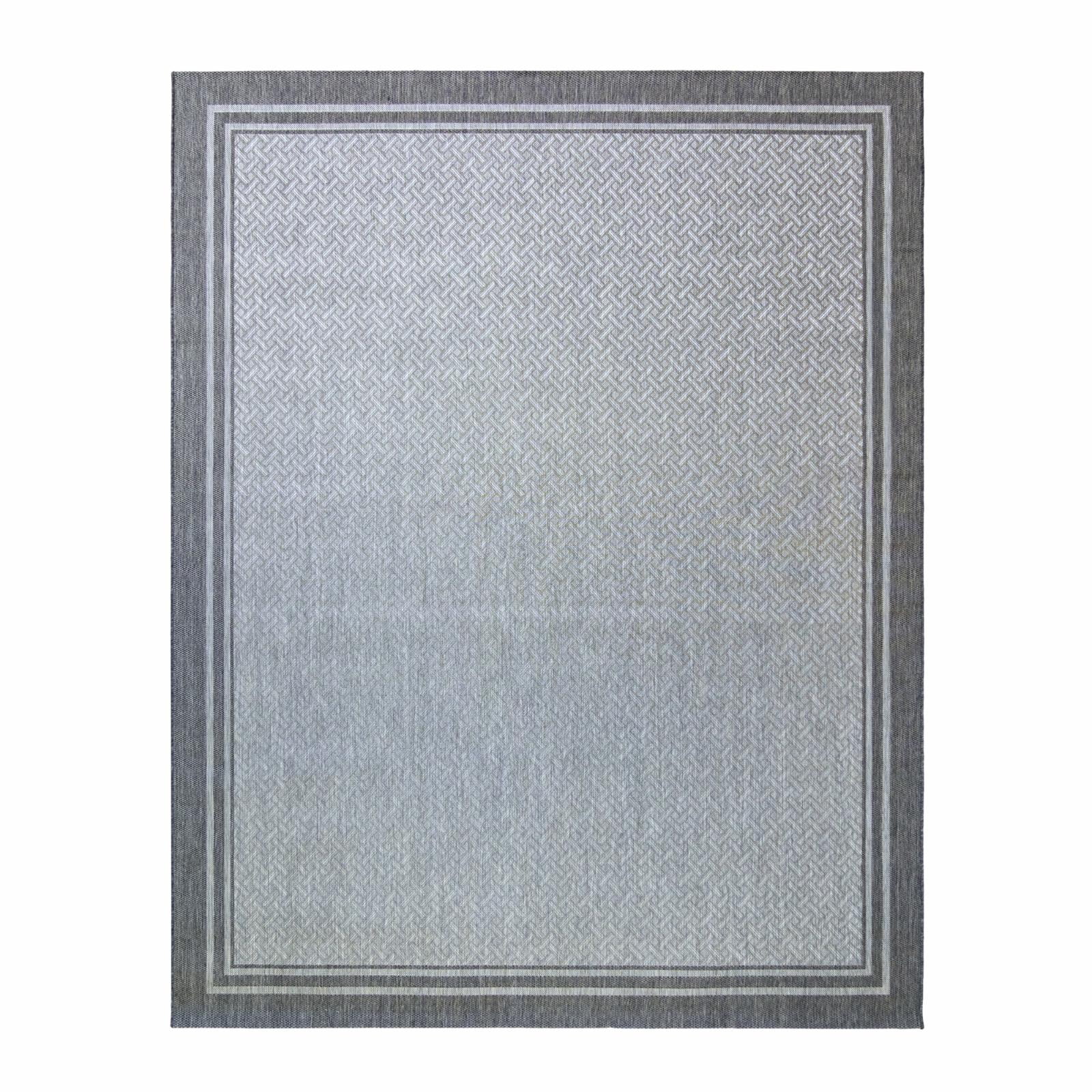 Gertmenian Paseo Soroa Modern Border Black White Outdoor Area Rug, 8x10