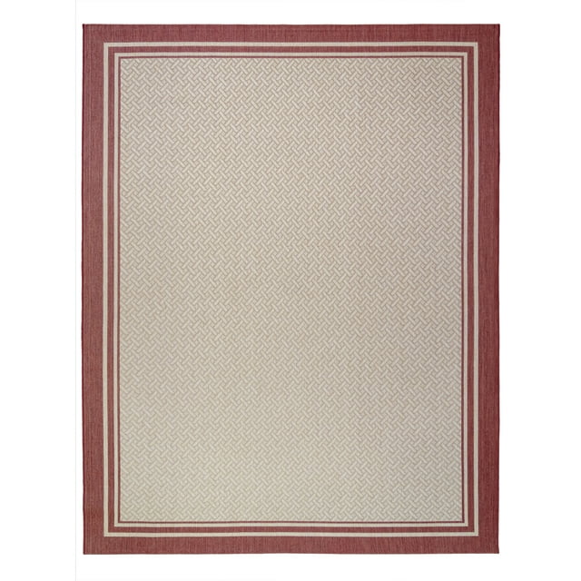 Gertmenian Paseo Soroa Modern Border Sand Red Outdoor Indoor Area Rug