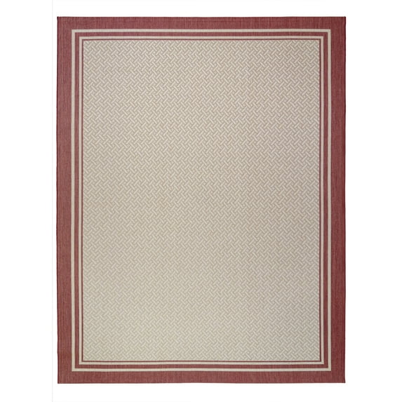 Gertmenian Paseo Soroa Modern Border Sand Red Outdoor Indoor Area Rug, 8x10