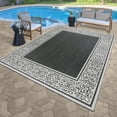 thumbnail image 1 of Gertmenian Paseo Tedo Transitional Damask Black/White Outdoor Area Rug, 8x10, 1 of 8