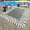 thumbnail image 1 of Gertmenian Paseo Tedo Transitional Damask Dk Gray/White Outdoor Area Rug, 8x10, 1 of 7