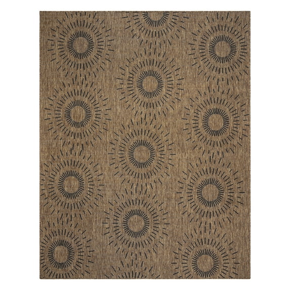 Gertmenian Tropea Tiaret Modern Geometric Chestnut Outdoor UV Resistant Flatweave Indoor Outdoor Area Rug, 9x13
