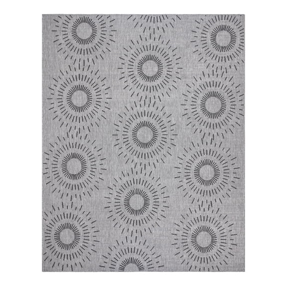 Gertmenian Tropea Tiaret Modern Geometric Gray UV Resistant Flatweave Indoor Outdoor Area Rug, 5x8