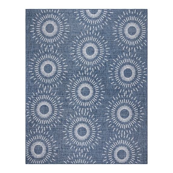 Gertmenian Tropea Tiaret Modern Geometric Navy Outdoor UV Resistant Flatweave Indoor Outdoor Area Rug, 5x8