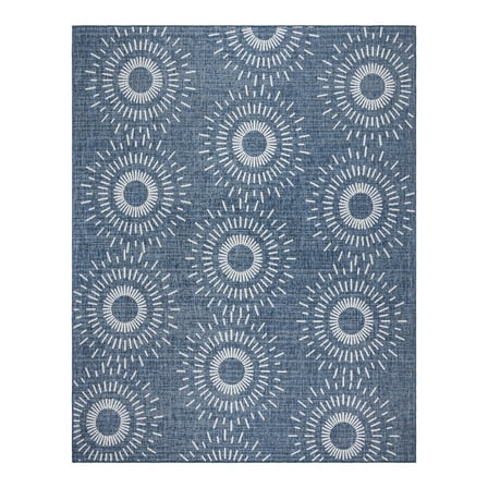 Gertmenian Tropea Tiaret Modern Geometric Navy Outdoor UV Resistant Flatweave Indoor Outdoor Area Rug, 8x10