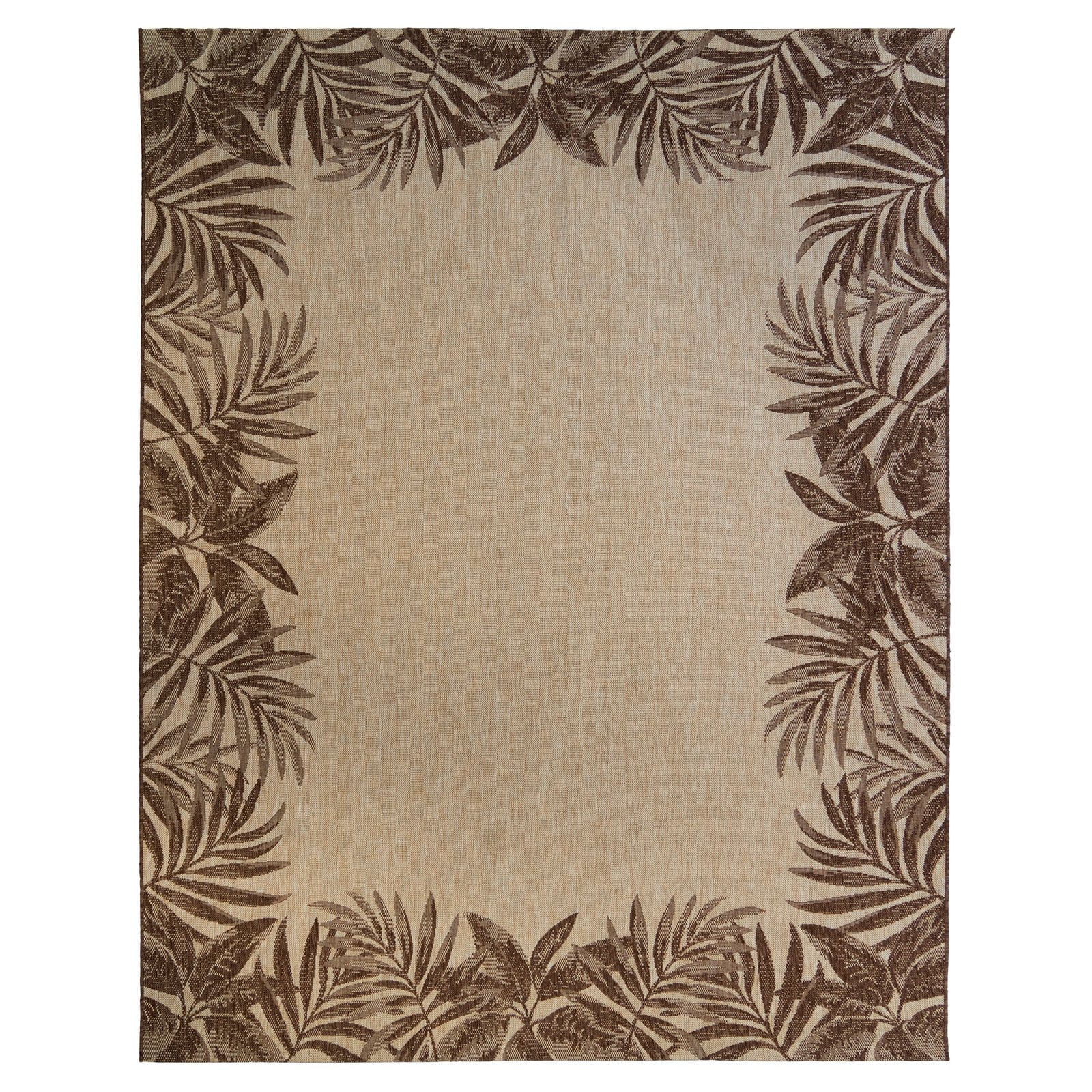 Gertmenian  Paseo Tropic Sand Brown Casual Palm Boarder Flatweave Indoor/ Outdoor Area Rug 8'9" x 13'1" 9' x 12'