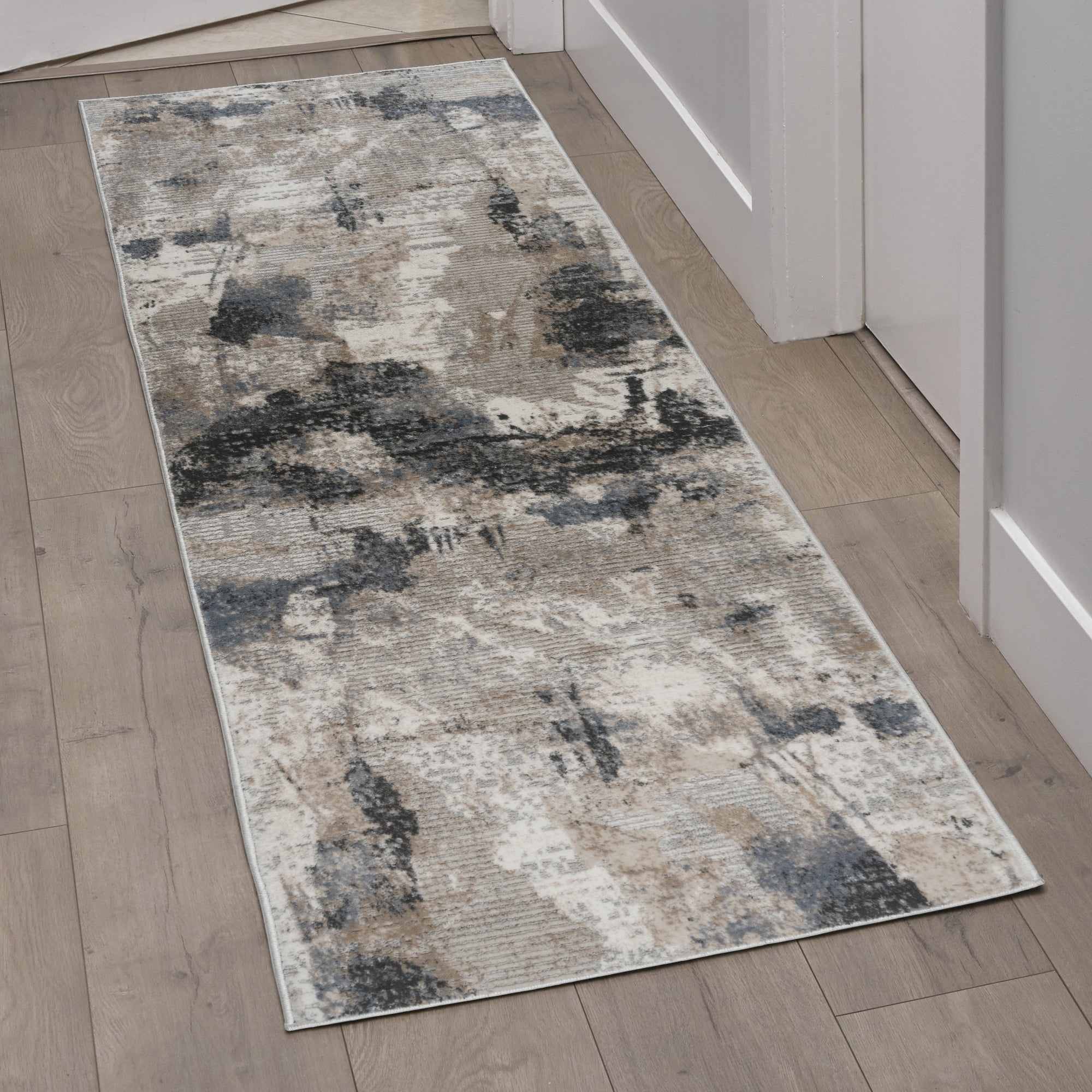 Gertmenian Quattro Paola Modern Abstract Ivory/Taupe/Gray Area Rug, 2x8 ...