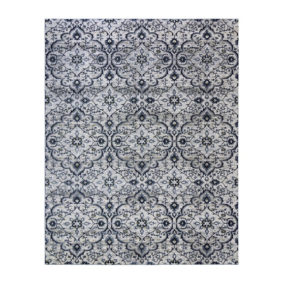 Gertmenian Quattro Tunny Transitional Moroccan Blue Area Rug, 6x9