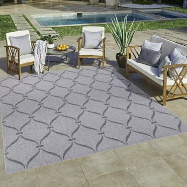 Gertmenian Ringley Araceli Transitional Geometric Silver Outdoor Area Rug, 5x7