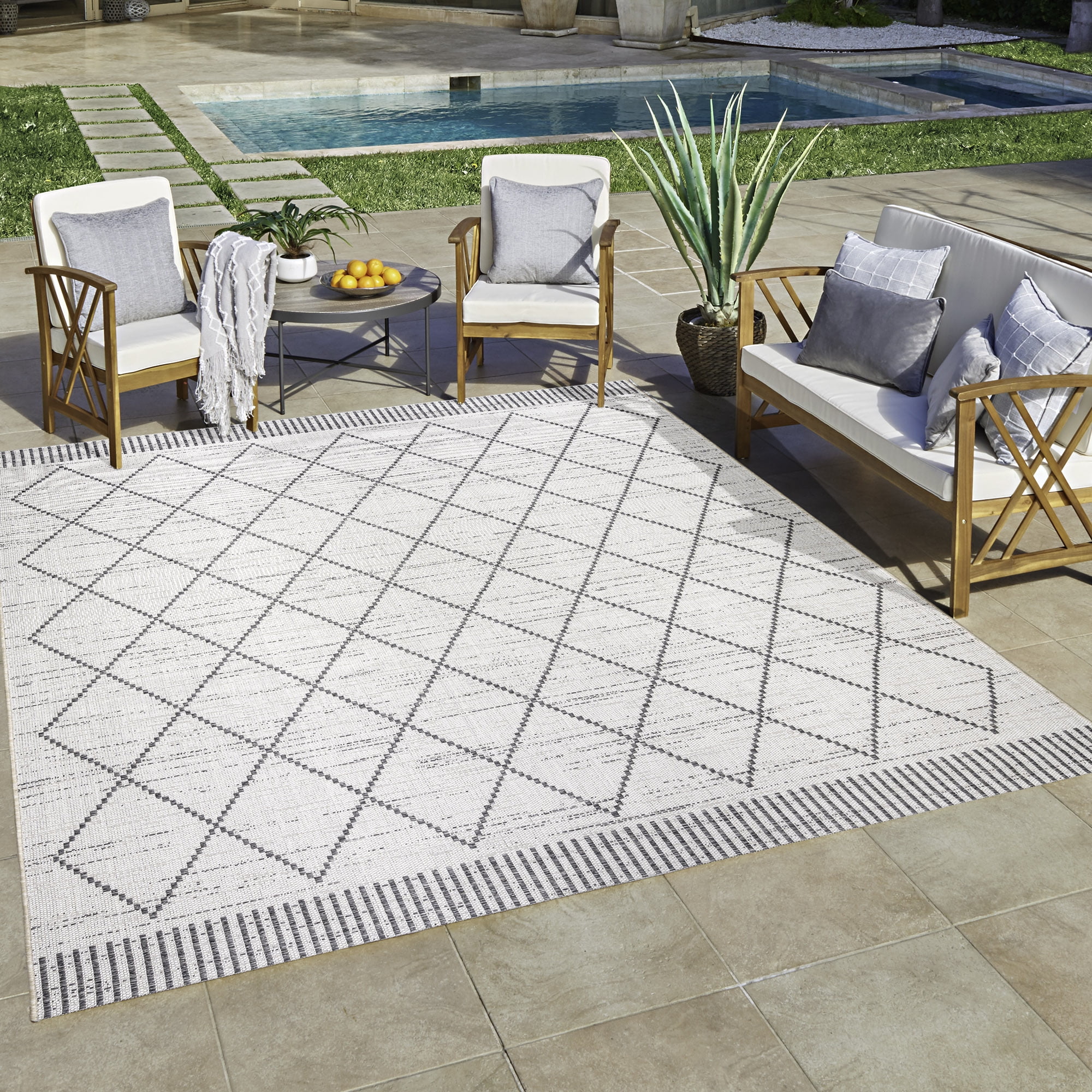 Gertmenian Ringley Parcie Modern/ Contemporary Geometric Ivory Area Rug, 5x7