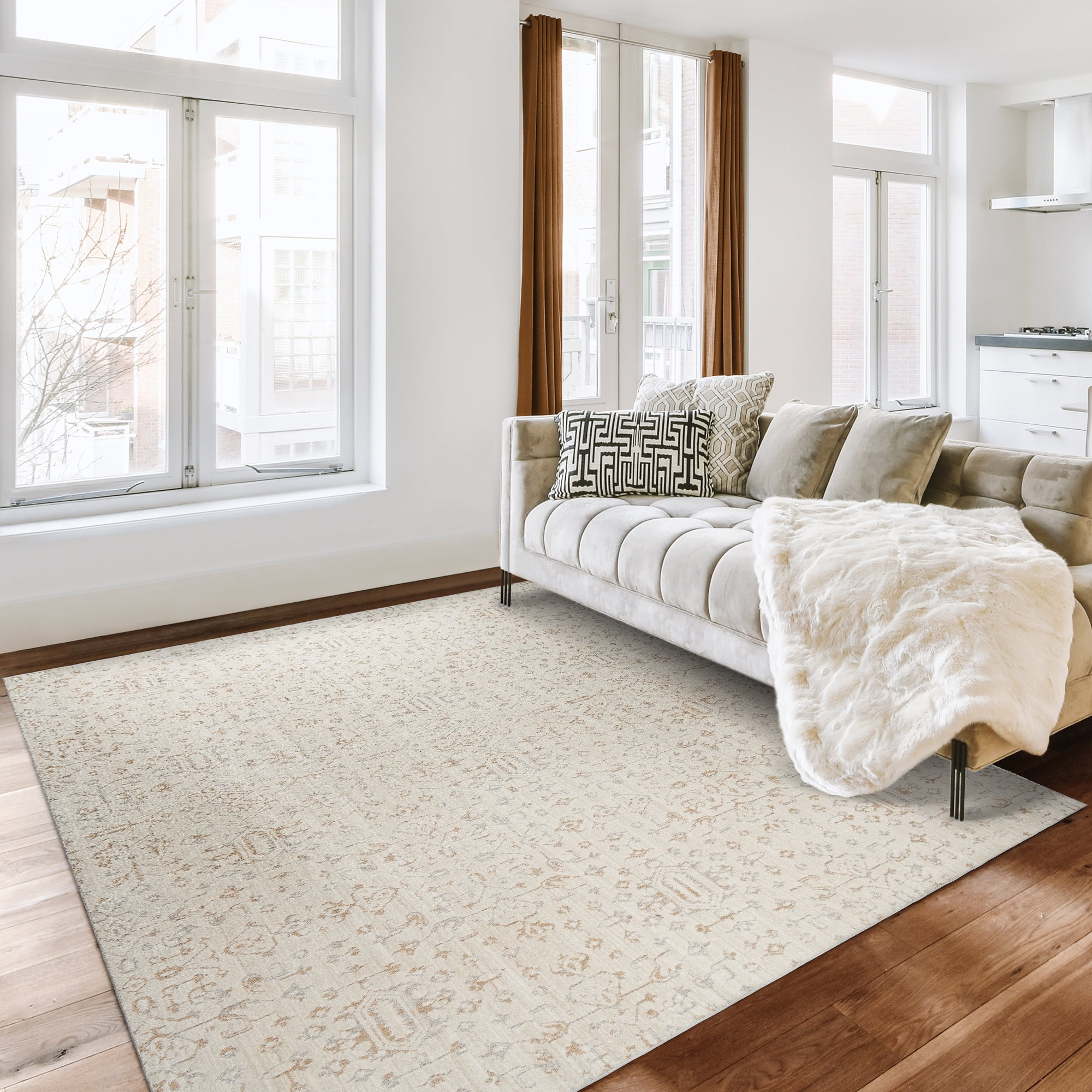 Gertmenian Sydney Vania Bohemian Polka Dot Cream Area Rug, 9x13