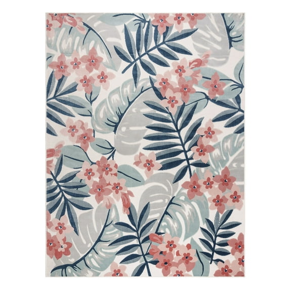 Gertmenian Tara Nelly Coastal Floral Blue Outdoor Area Rug, 6x9